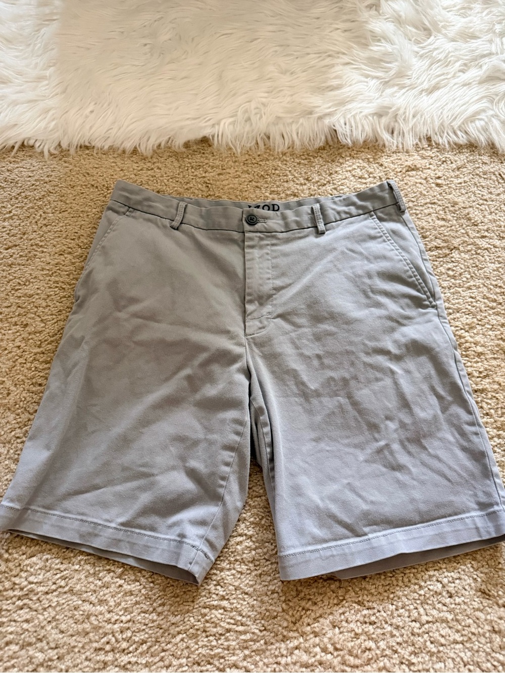Izod Light Gray Flat-Front Chino Shorts